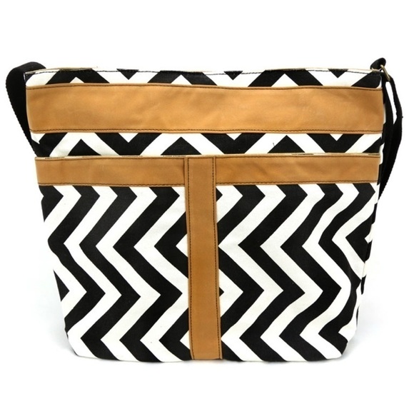 Black & Brown Chevron Tote Bag - Picture 1 of 12